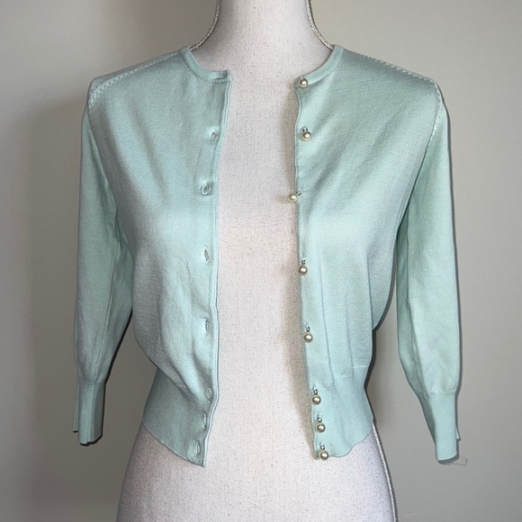 Moda International Silk Pearl Button Cardigan - Picture 2 of 6